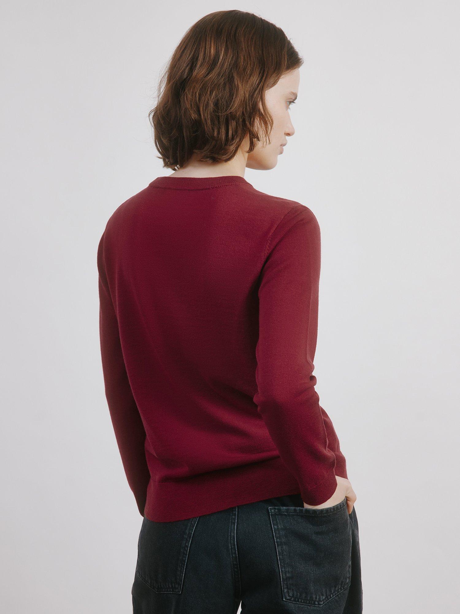 Product image 2 of 4, which shows Albaray Crew Neck Pure Merino Wool Jumper, Red, 10
