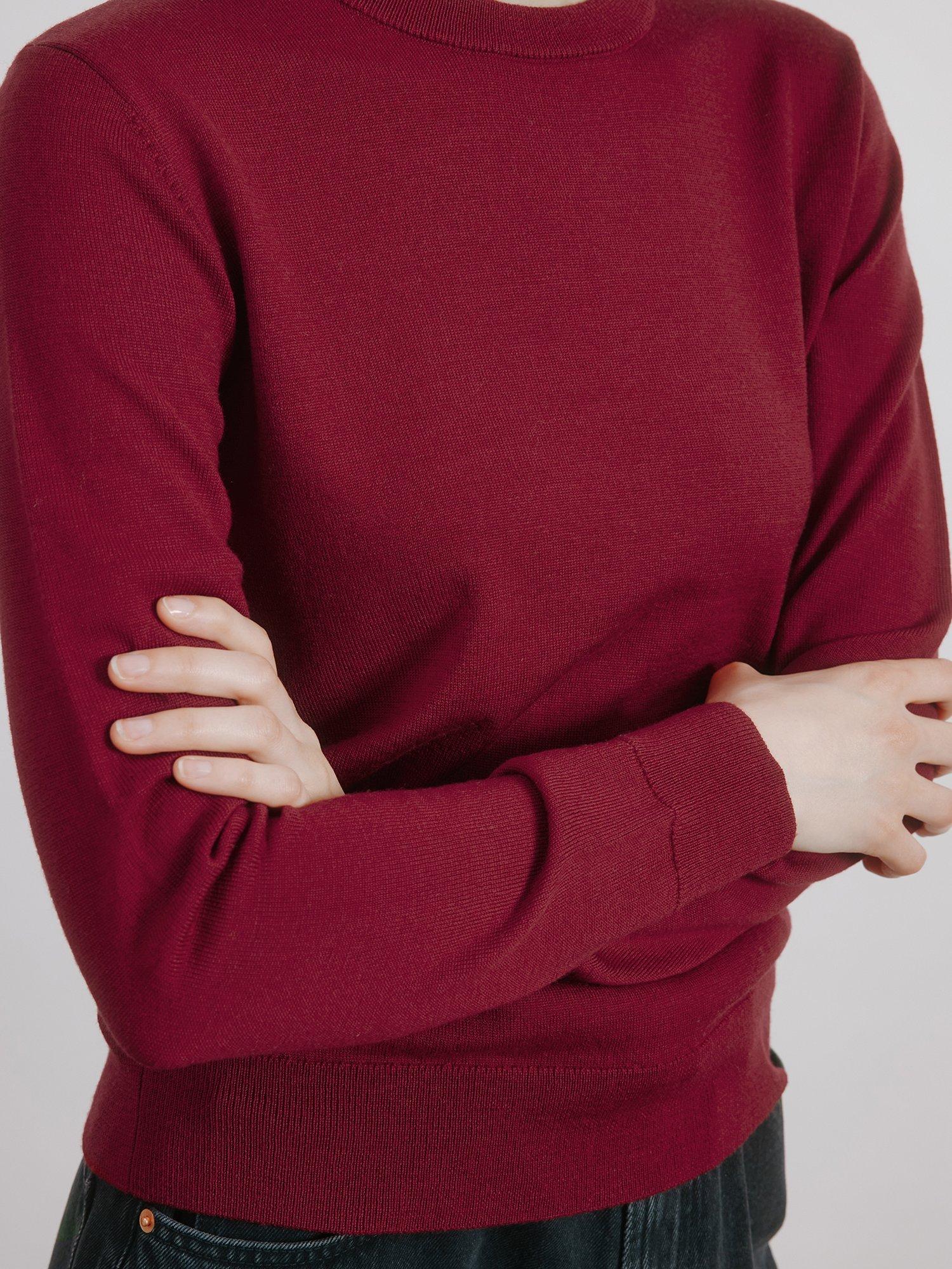Product image 3 of 4, which shows Albaray Crew Neck Pure Merino Wool Jumper, Red, 10