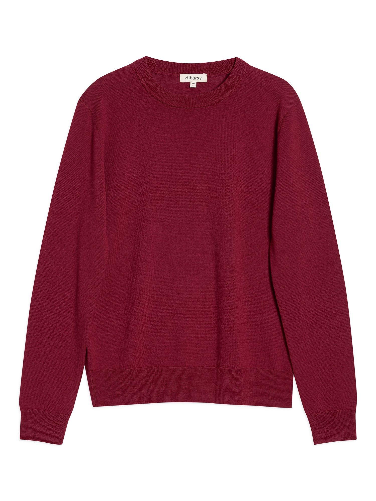 Product image 4 of 4, which shows Albaray Crew Neck Pure Merino Wool Jumper, Red, 10