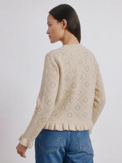 Albaray Pointelle Ruffle Jumper, Oatmeal - view 2, Oatmeal