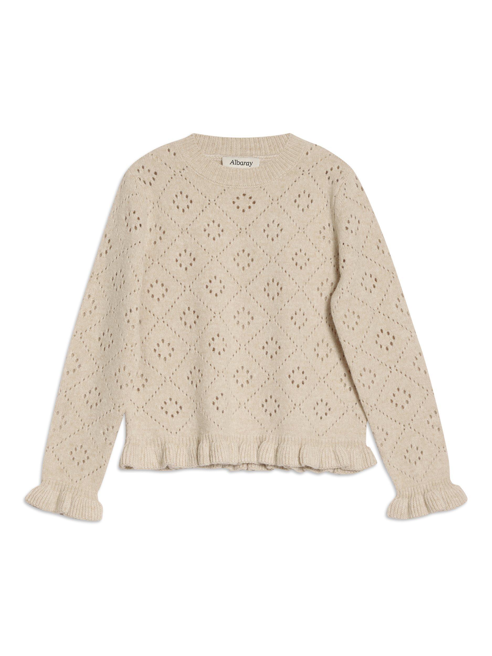 Product image 4 of 5, which shows Albaray Pointelle Ruffle Jumper, Oatmeal, 12
