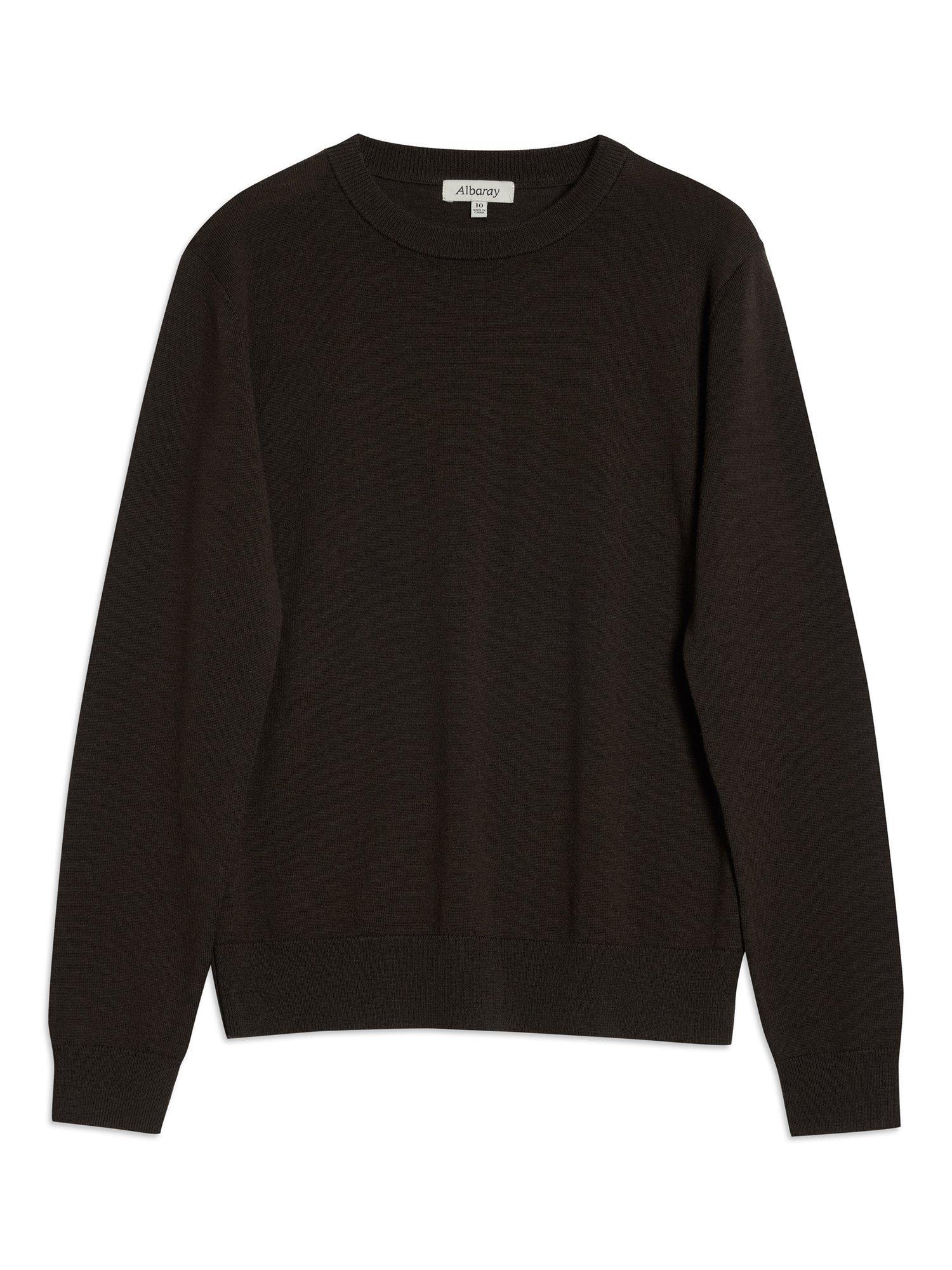 Product image 4 of 4, which shows Albaray Crew Neck Pure Merino Wool Jumper, Chocolate, 8