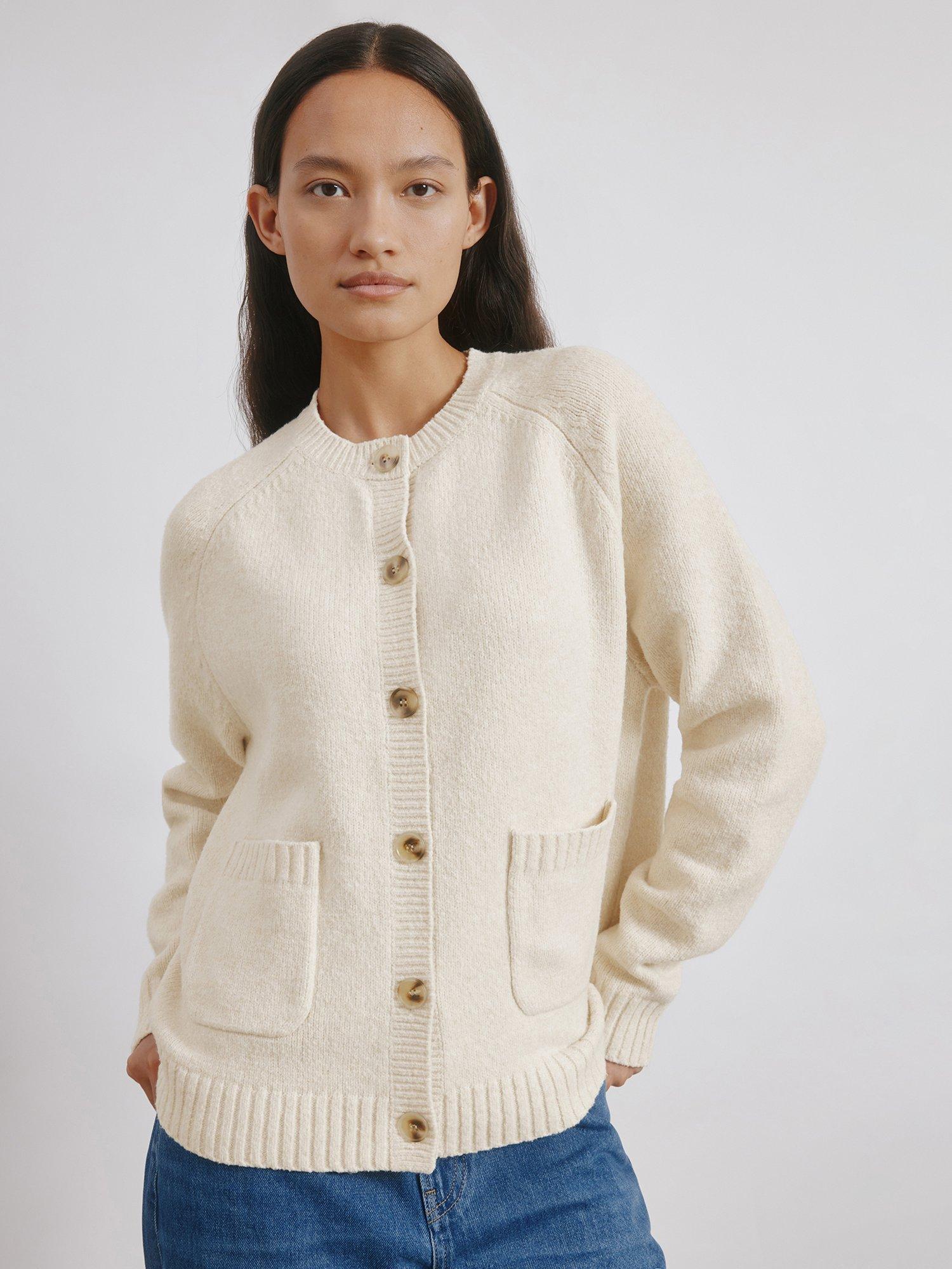 Product image 1 of 5, which shows Albaray Cosy Patch Pocket Cardigan, Oatmeal, 8