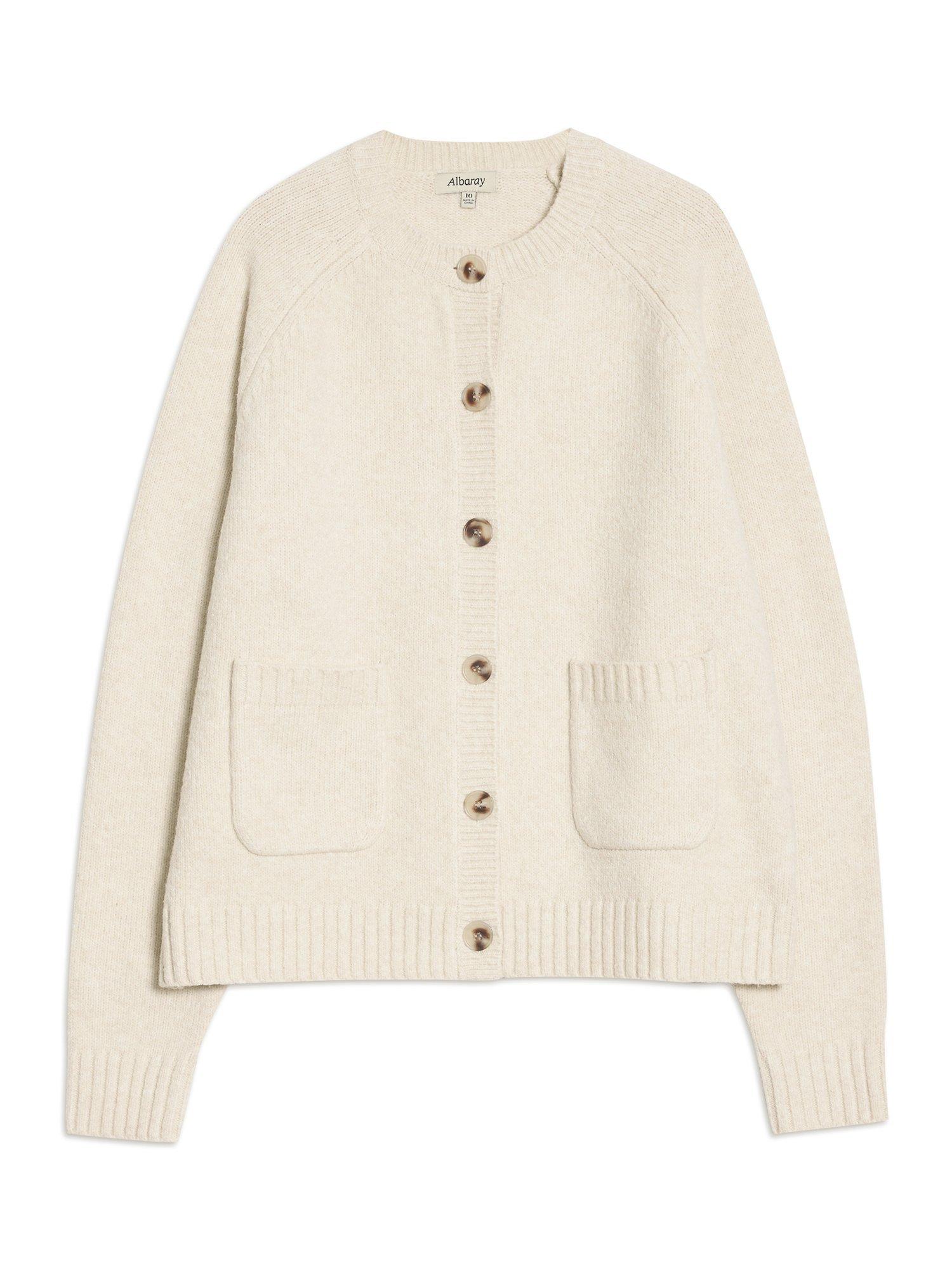 Product image 4 of 5, which shows Albaray Cosy Patch Pocket Cardigan, Oatmeal, 8