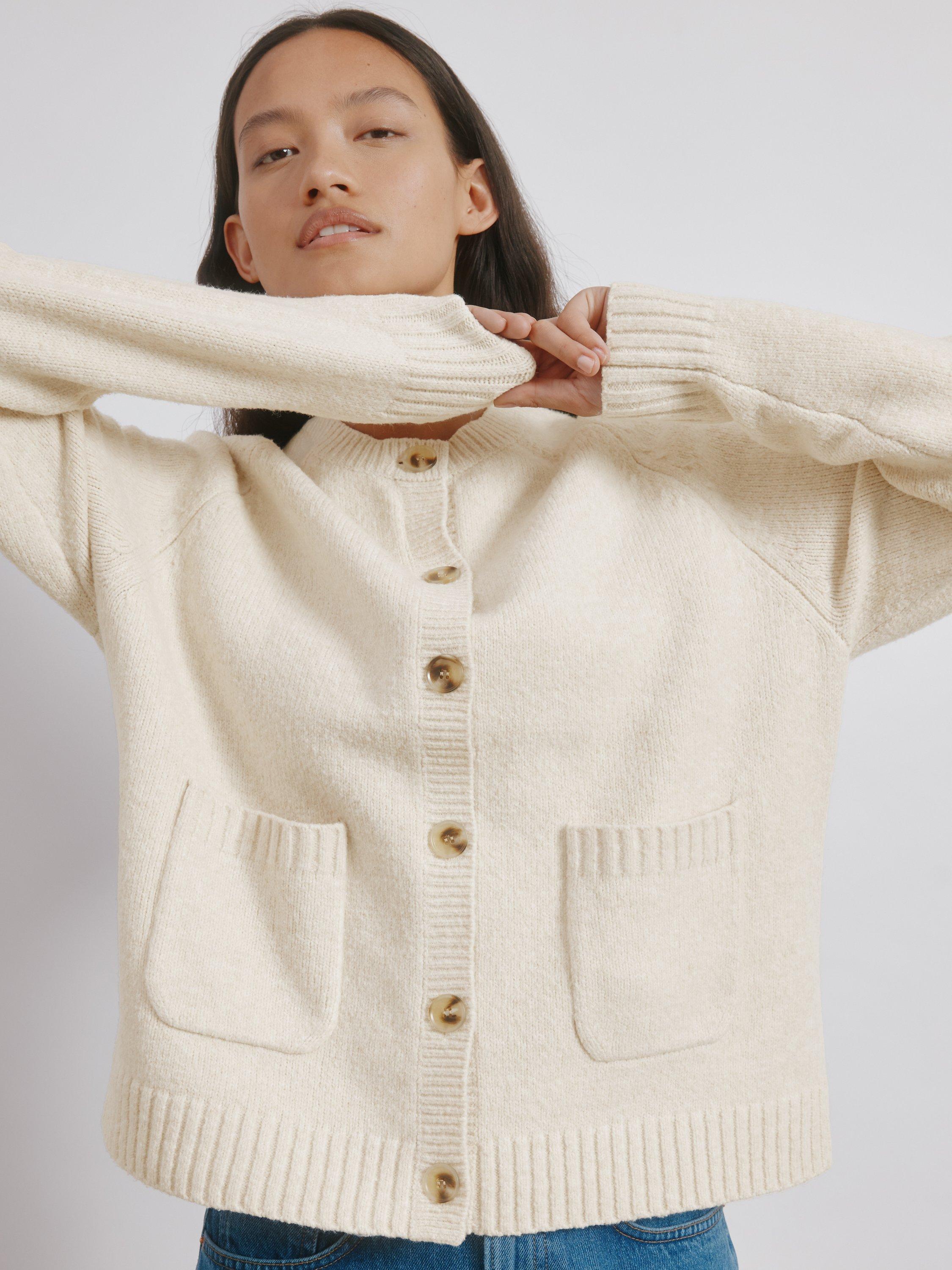 Product image 5 of 5, which shows Albaray Cosy Patch Pocket Cardigan, Oatmeal, 8
