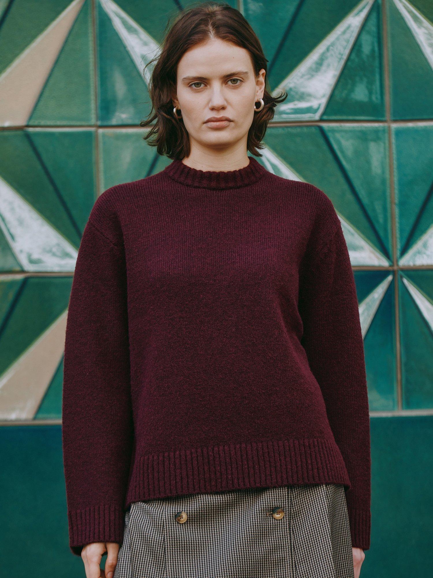 Product image 4 of 4, which shows Albaray Cosy Round Neck Jumper, Burgundy, 16