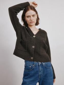 Albaray Cosy Patch Pocket Cardigan, Chocolate