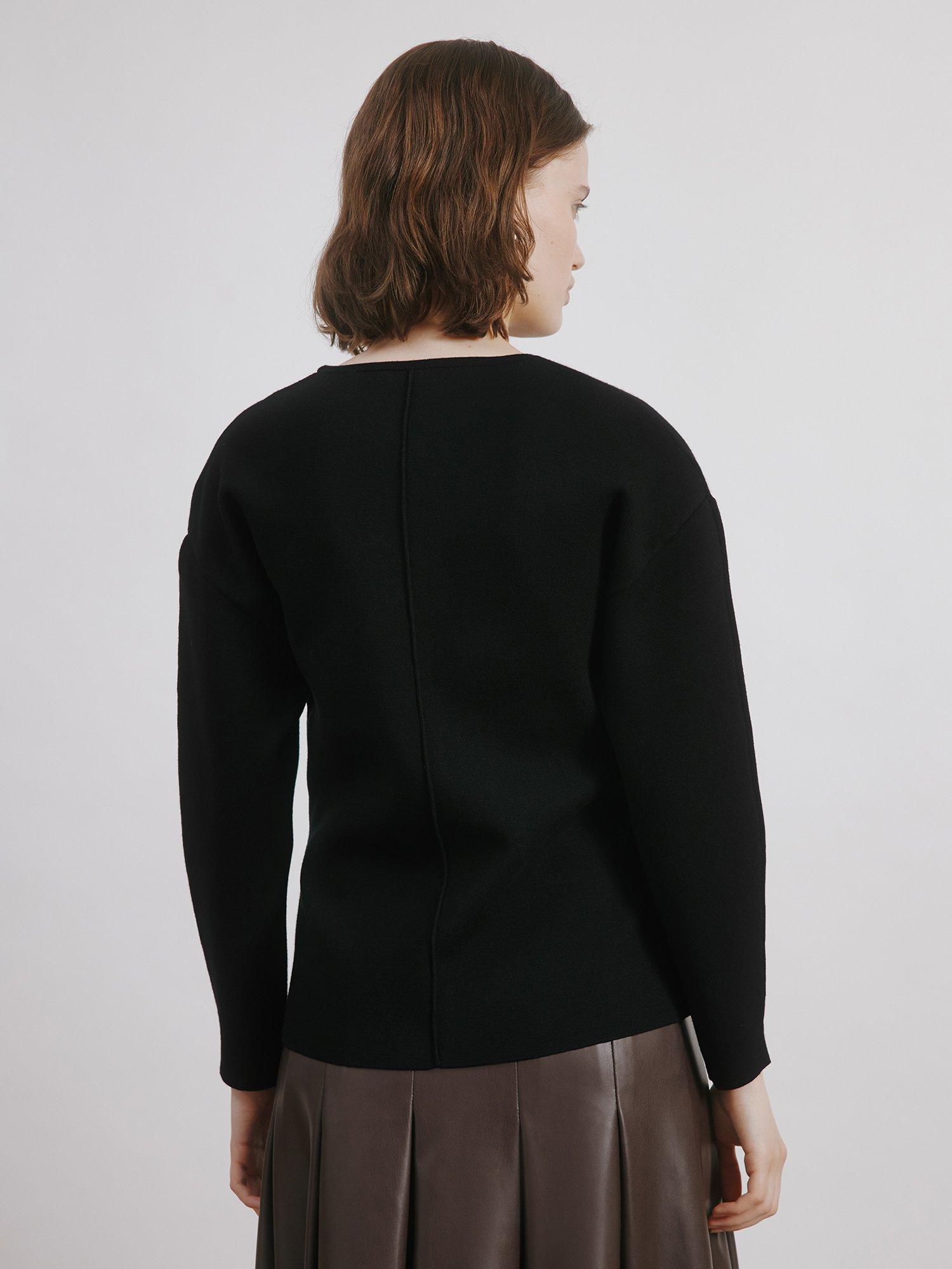 Product image 2 of 6, which shows Albaray Cocoon Crew Neck Jumper, Black, 8