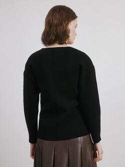 Albaray Cocoon Crew Neck Jumper, Black - view 2, Black