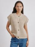 Albaray Chunky Knit Wool Blend Waistcoat, Beige