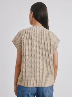 Albaray Chunky Knit Wool Blend Waistcoat, Beige - view 2, Beige