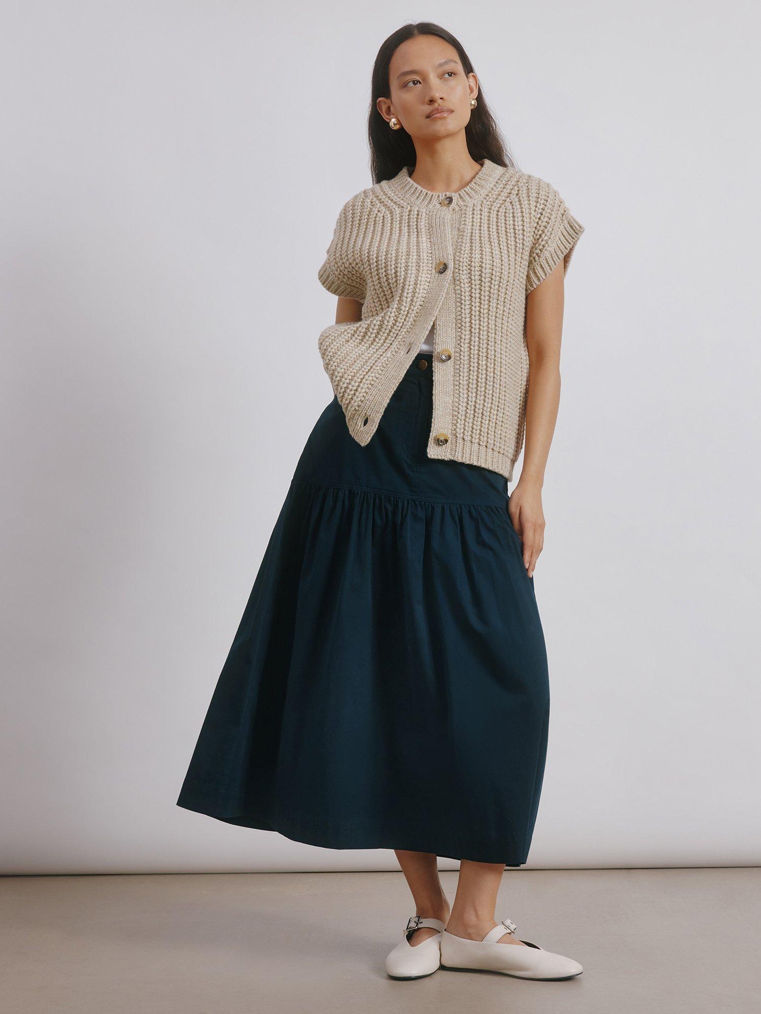 Product image 6 of 6, which shows Albaray Chunky Knit Wool Blend Waistcoat, Beige, 8