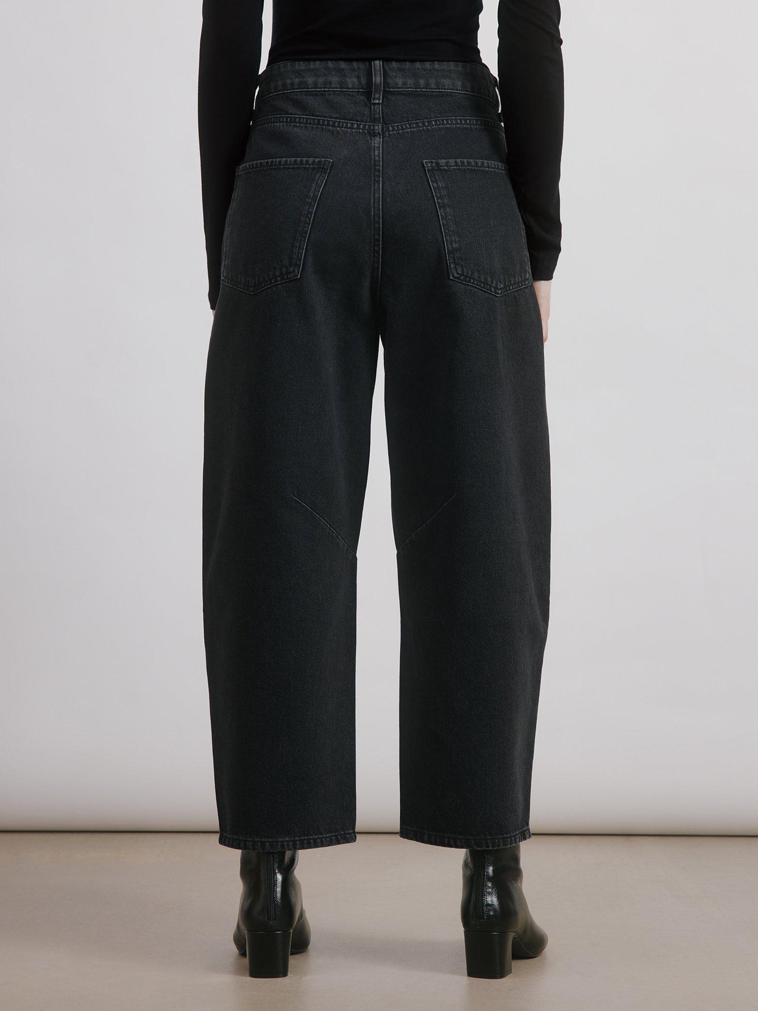 Product image 2 of 5, which shows Albaray Mid Rise Barrel Leg Jeans, Black, 8