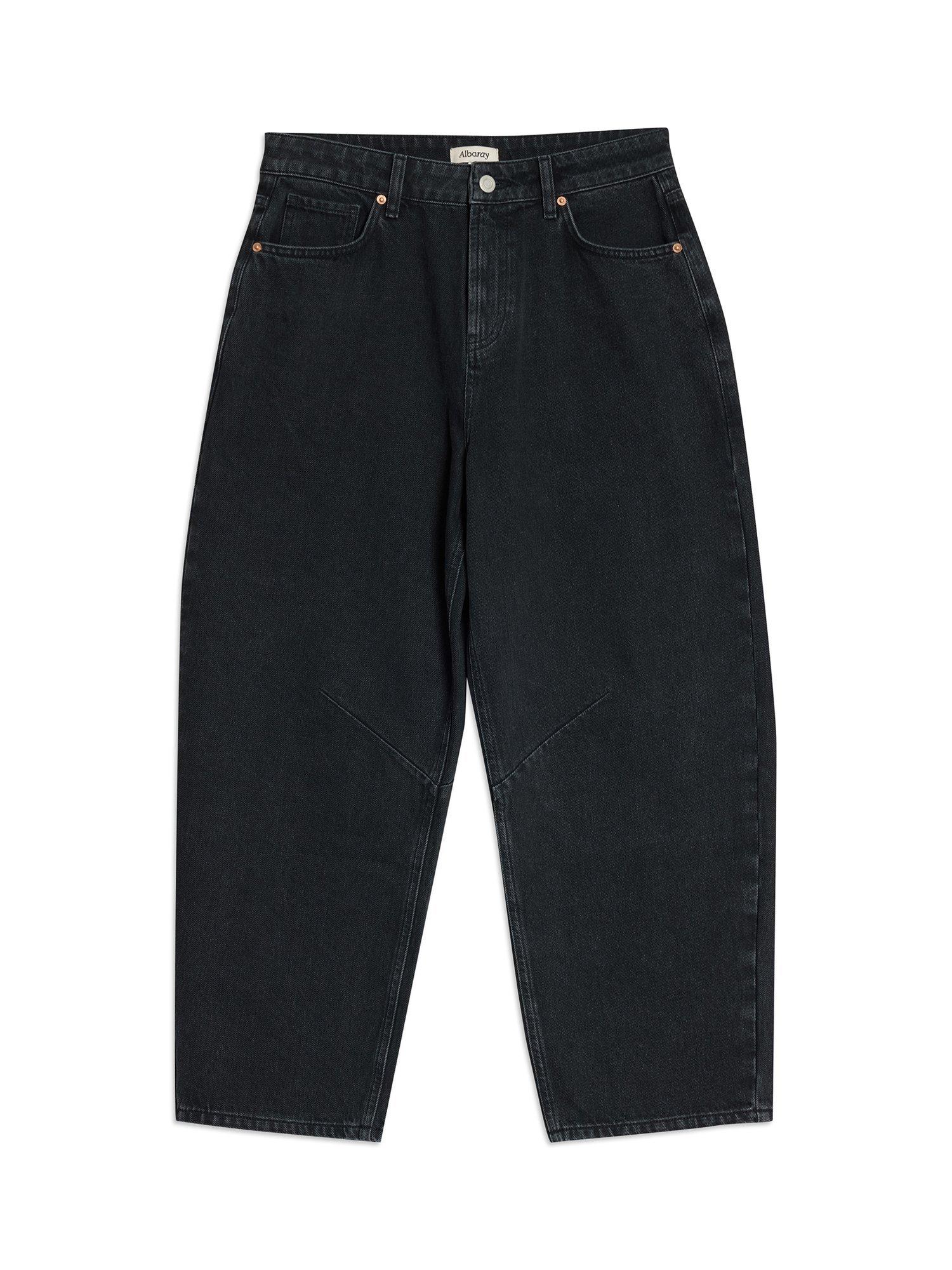 Product image 5 of 5, which shows Albaray Mid Rise Barrel Leg Jeans, Black, 8