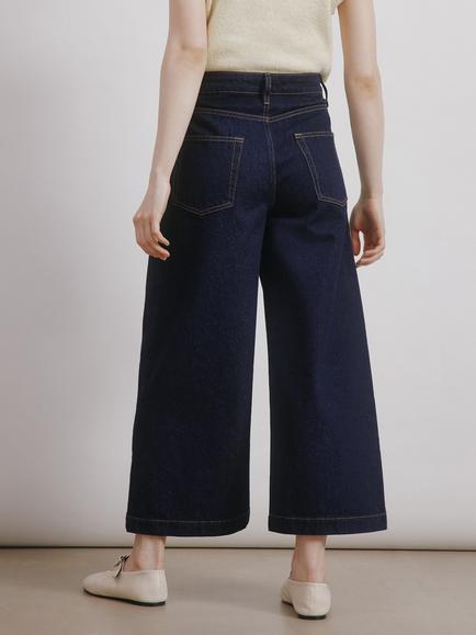 Albaray Denim Wide Leg Culottes, Indigo - view 2, Indigo