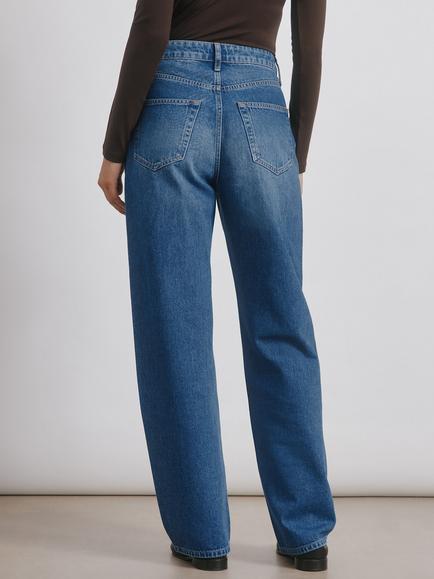 Albaray Mid Rise Straight Leg Jeans, Indigo - view 2, Indigo