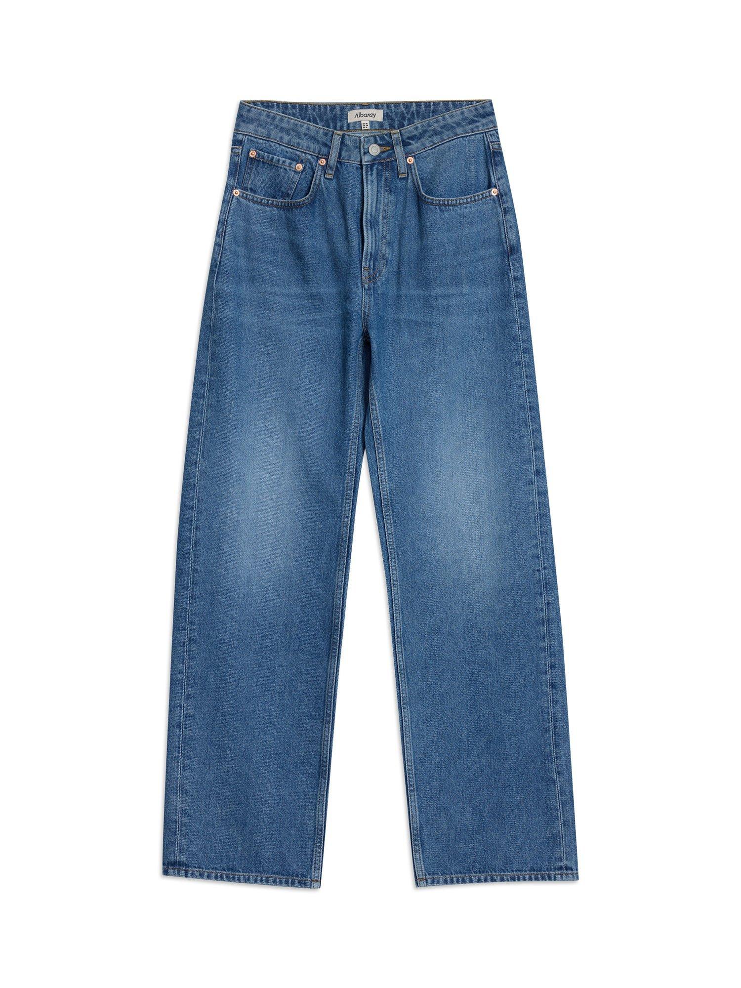 Product image 4 of 4, which shows Albaray Mid Rise Straight Leg Jeans, Indigo, 8