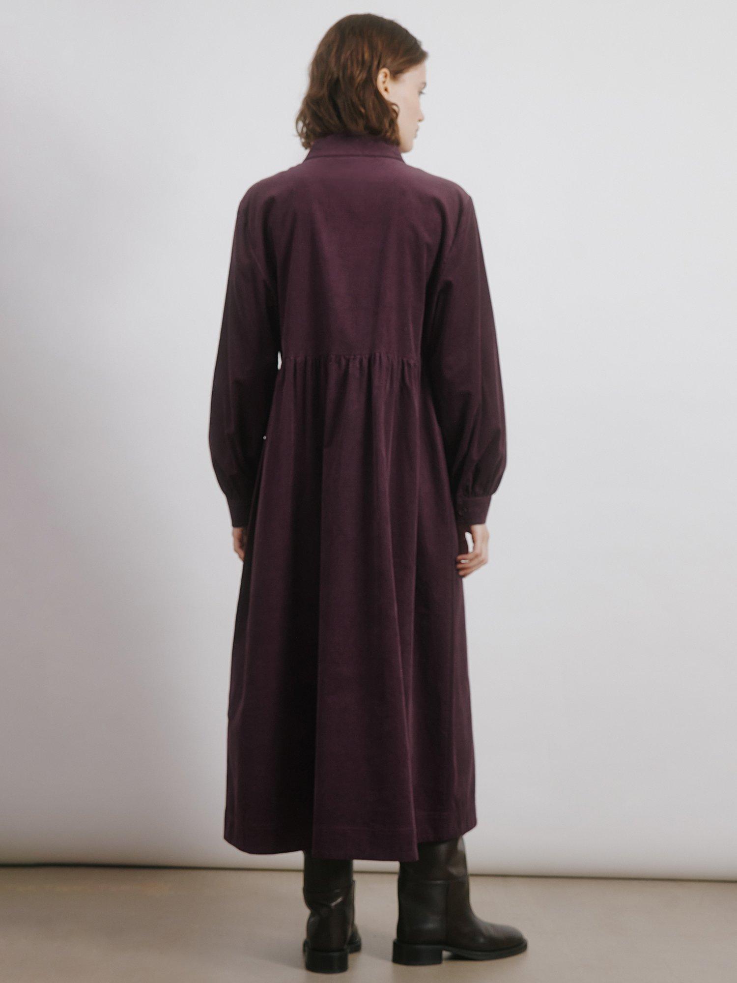 Product image 2 of 4, which shows Albaray Patch Pocket Corduroy Midi Dress, Burgundy, 10