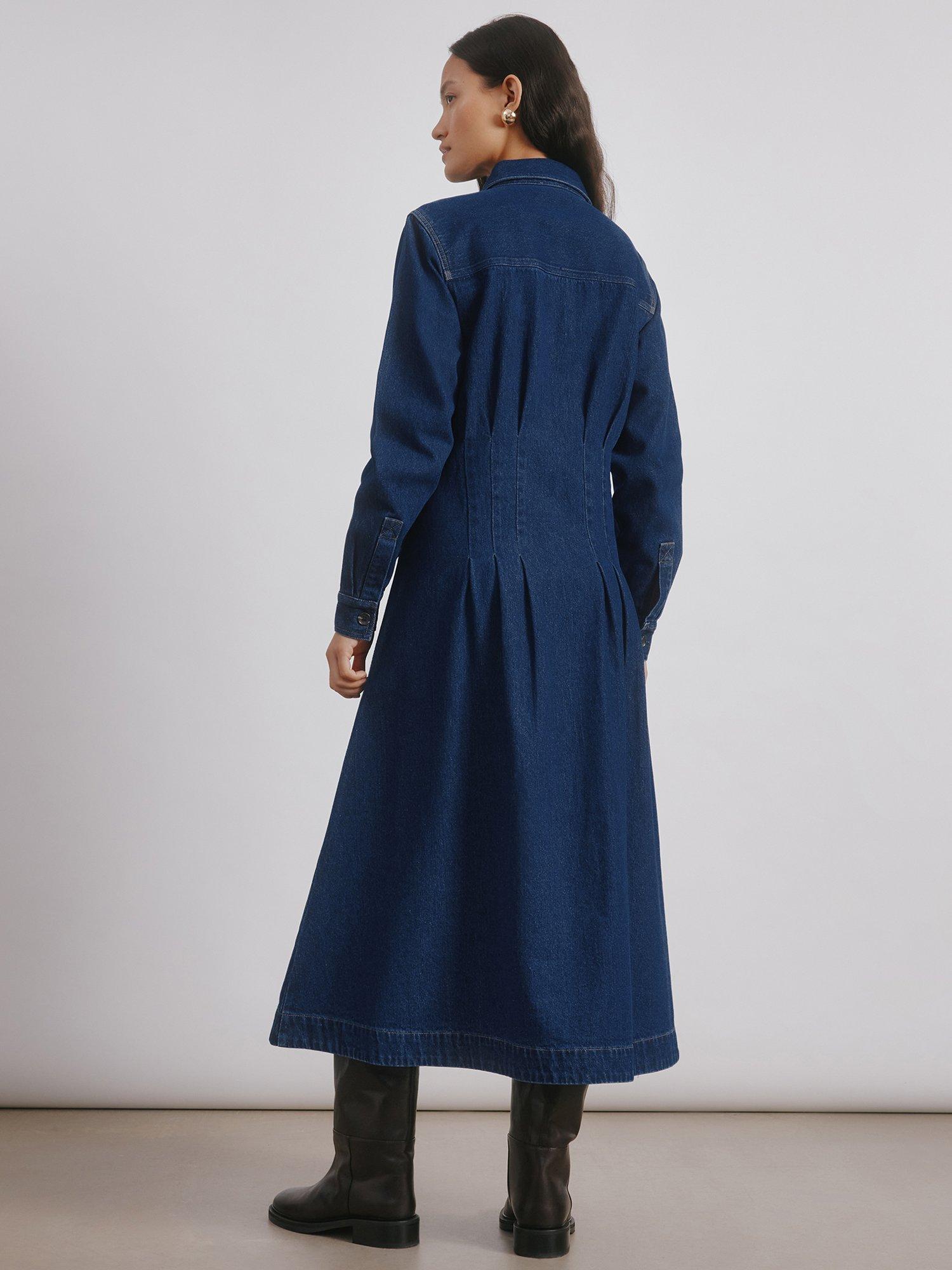 Product image 2 of 5, which shows Albaray Fitted Denim Shirt Dress, Blue, 8