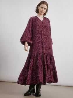 Albaray Smock Spot Maxi Dress, Burgundy, Burgundy