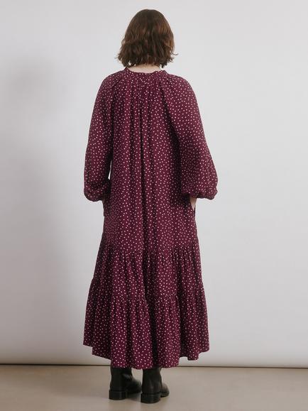 Albaray Smock Spot Maxi Dress, Burgundy - view 2, Burgundy