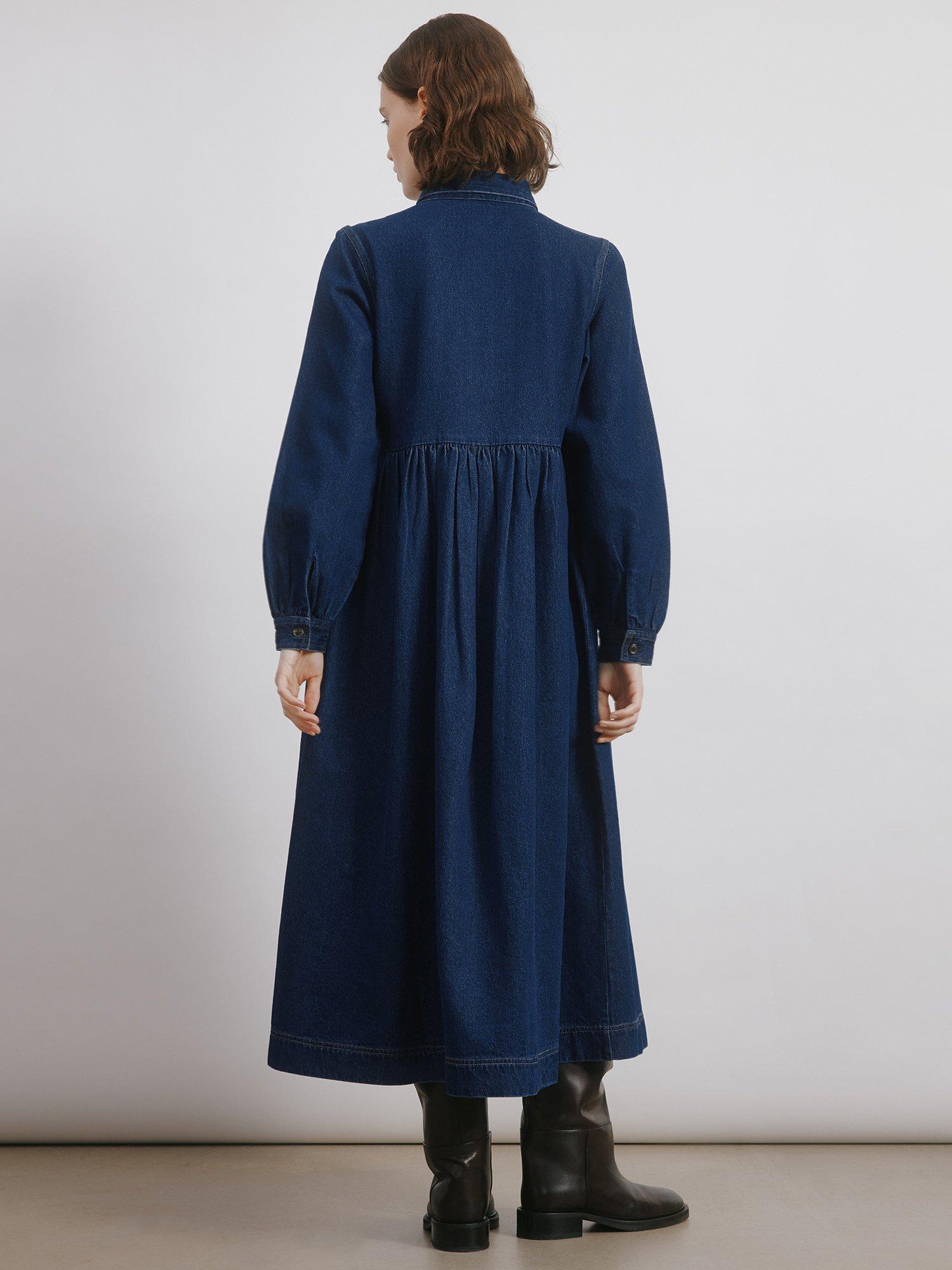 Product image 2 of 5, which shows Albaray Patch Pocket Denim Midi Dress, Blue, 8
