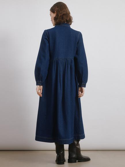 Albaray Patch Pocket Denim Midi Dress, Blue - view 2, Blue