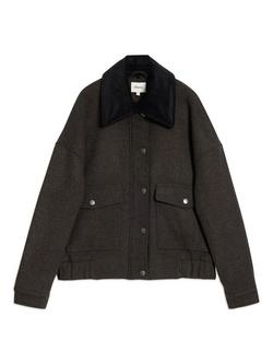 Albaray Wool Blend Bomber Jacket, Chocolate