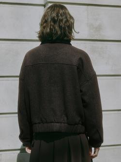 Albaray Wool Blend Bomber Jacket - view 2, Chocolate