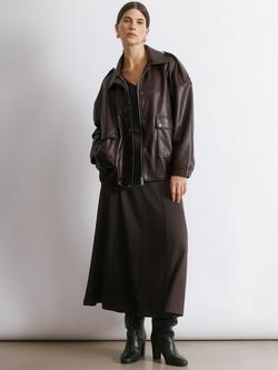 Albaray Faux Leather Bomber Jacket, Chocolate, Chocolate