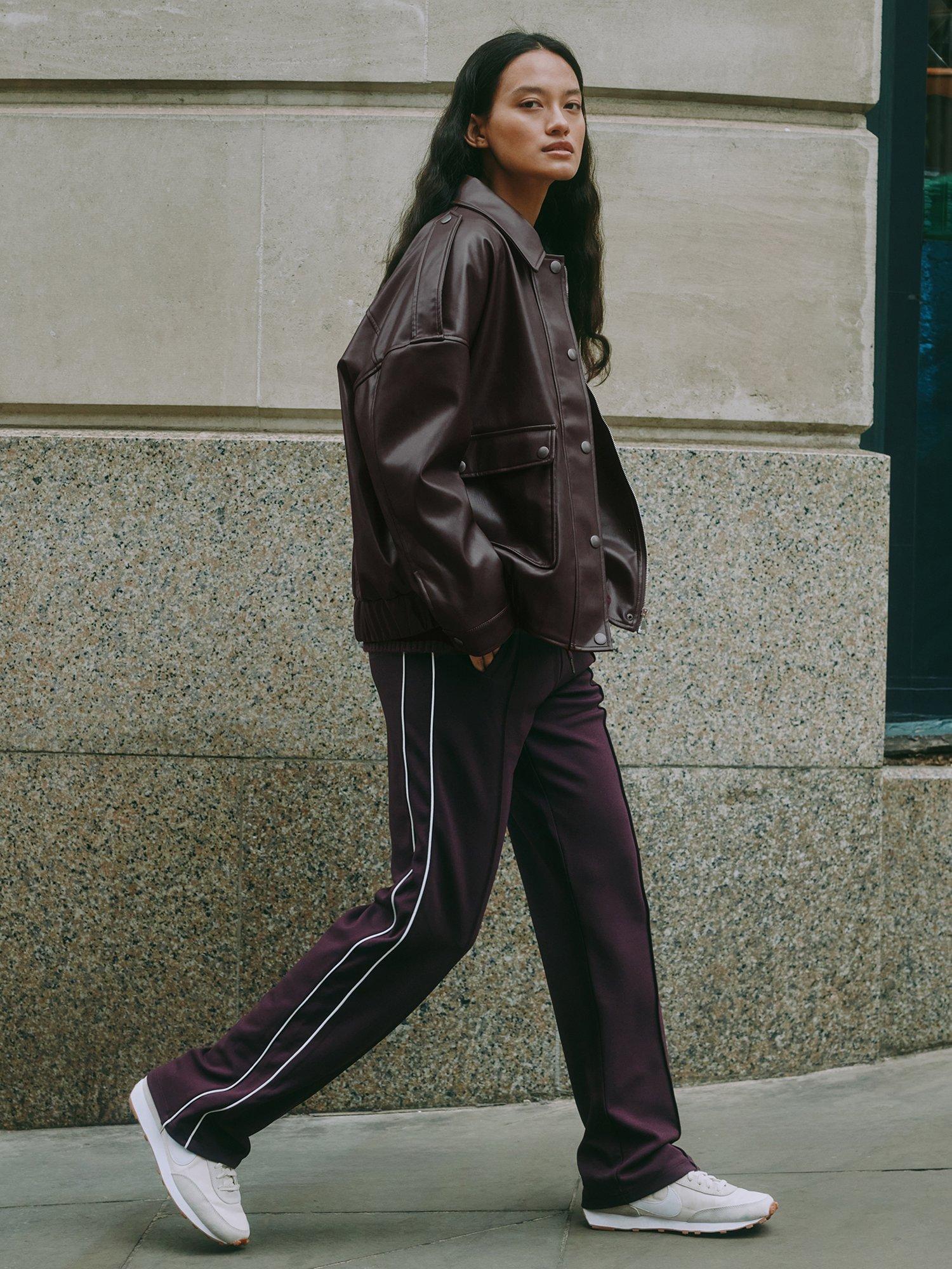 Product image 7 of 7, which shows Albaray Faux Leather Bomber Jacket, Chocolate, 12