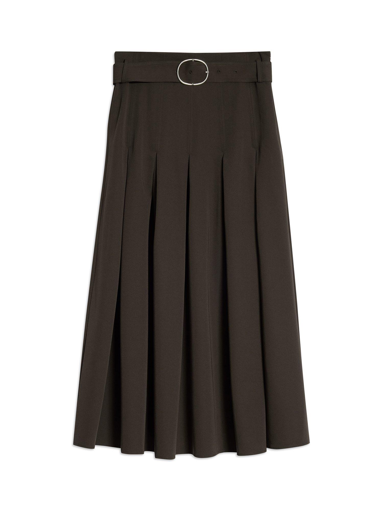 Product image 1 of 6, which shows Albaray Pleated Midi Skirt, Chocolate, 8