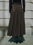 Albaray Pleated Midi Skirt, Chocolate
