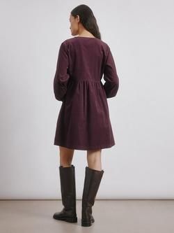 Albaray Patch Pocket Corduroy Mini Dress, Burgundy - view 2, Burgundy