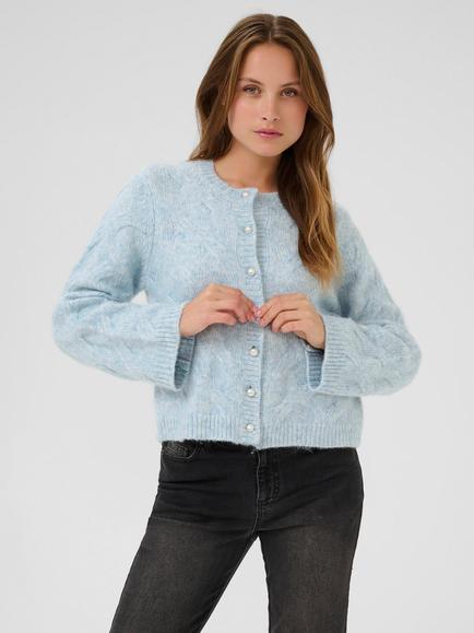 KAFFE Martha Textured Cardigan, Mid Blue, Mid Blue