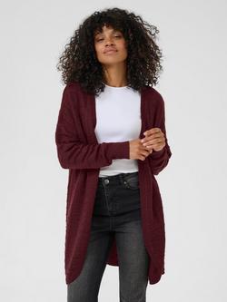 KAFFE KAemria Open Neck Longline Cardigan, Mid Red