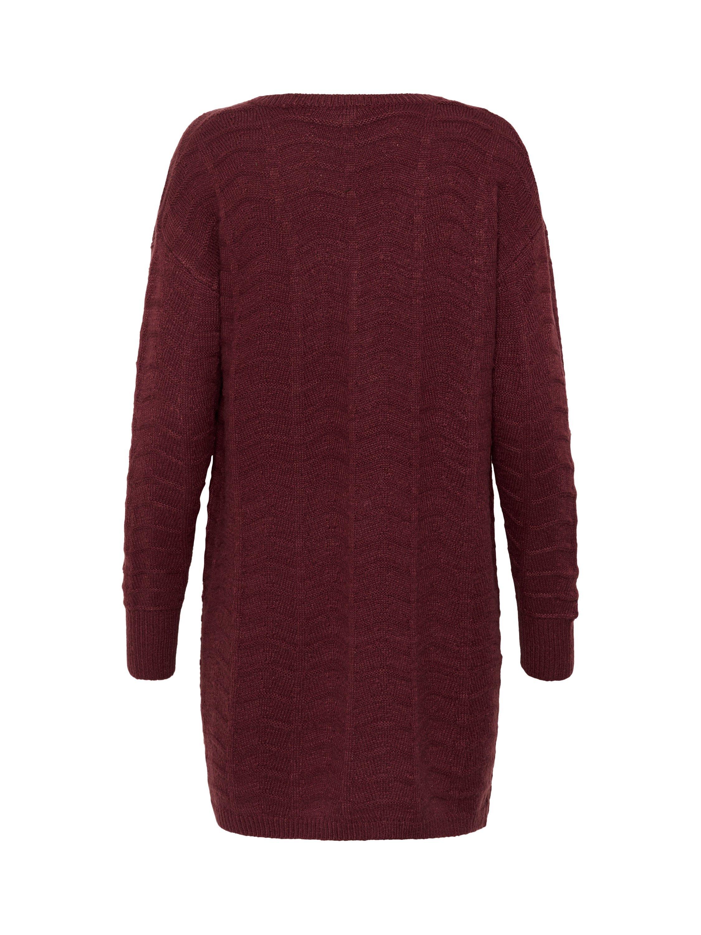 Product image 6 of 6, which shows KAFFE KAemria Open Neck Longline Cardigan, Mid Red, XS