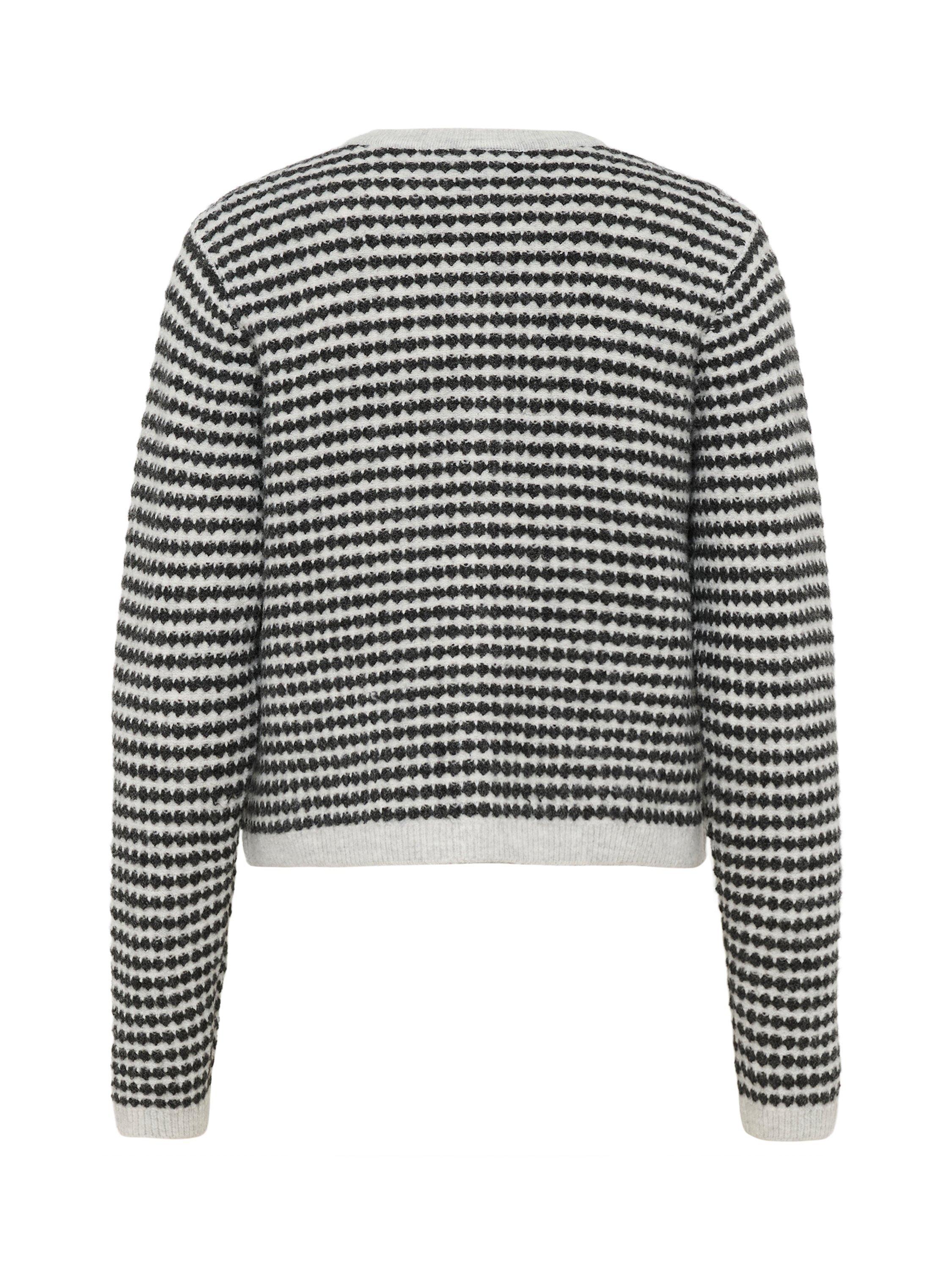 Product image 6 of 6, which shows KAFFE Ellery Textured Stripe Cardigan, Grey/Multi, XS