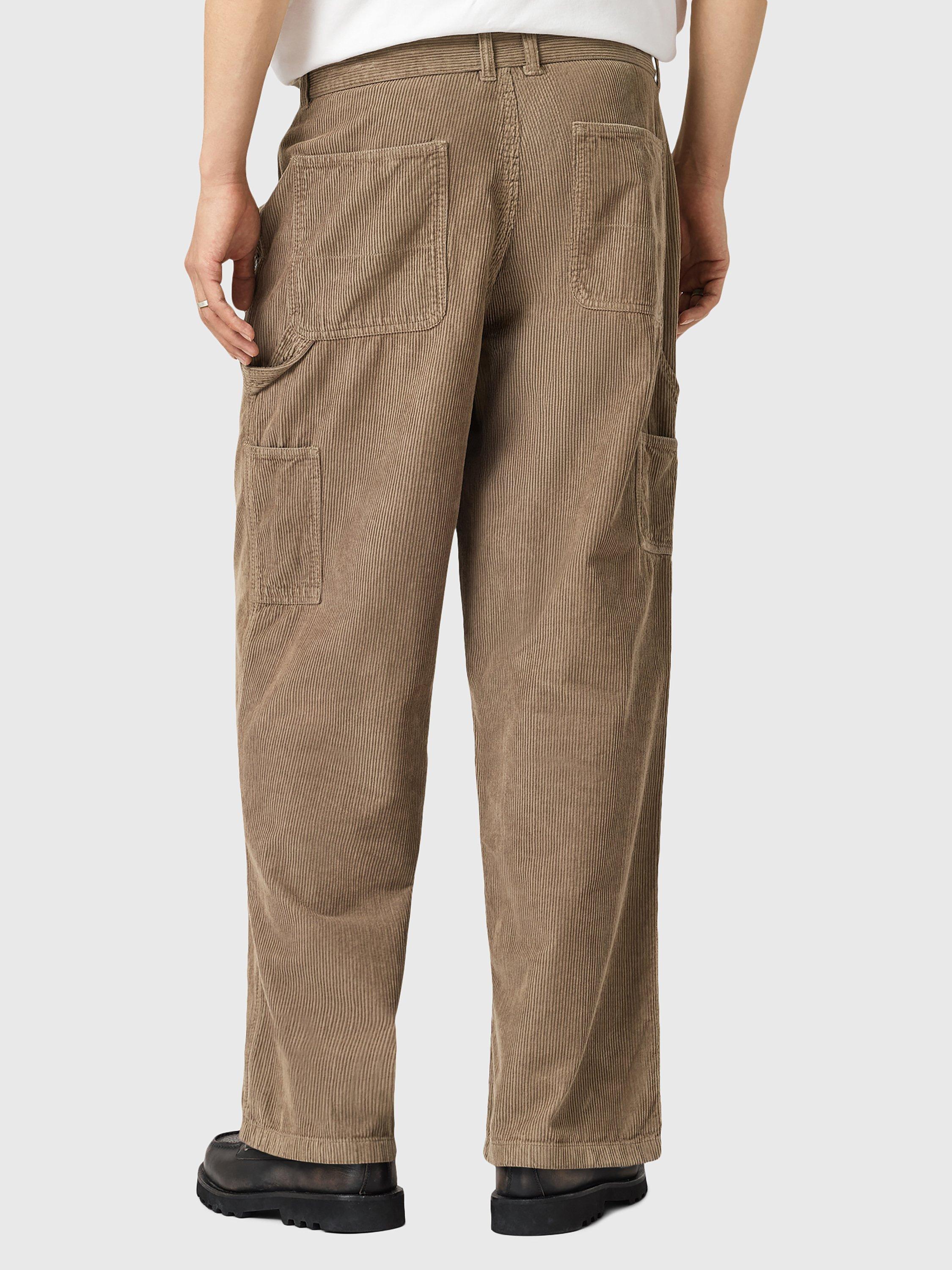 Product image 2 of 10, which shows AllSaints Dunstan Corduroy Trousers, Brown Mid, 28R