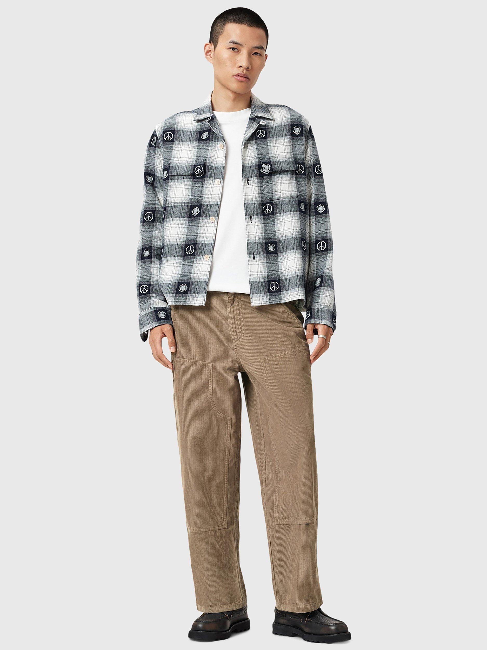 Product image 3 of 10, which shows AllSaints Dunstan Corduroy Trousers, Brown Mid, 28R