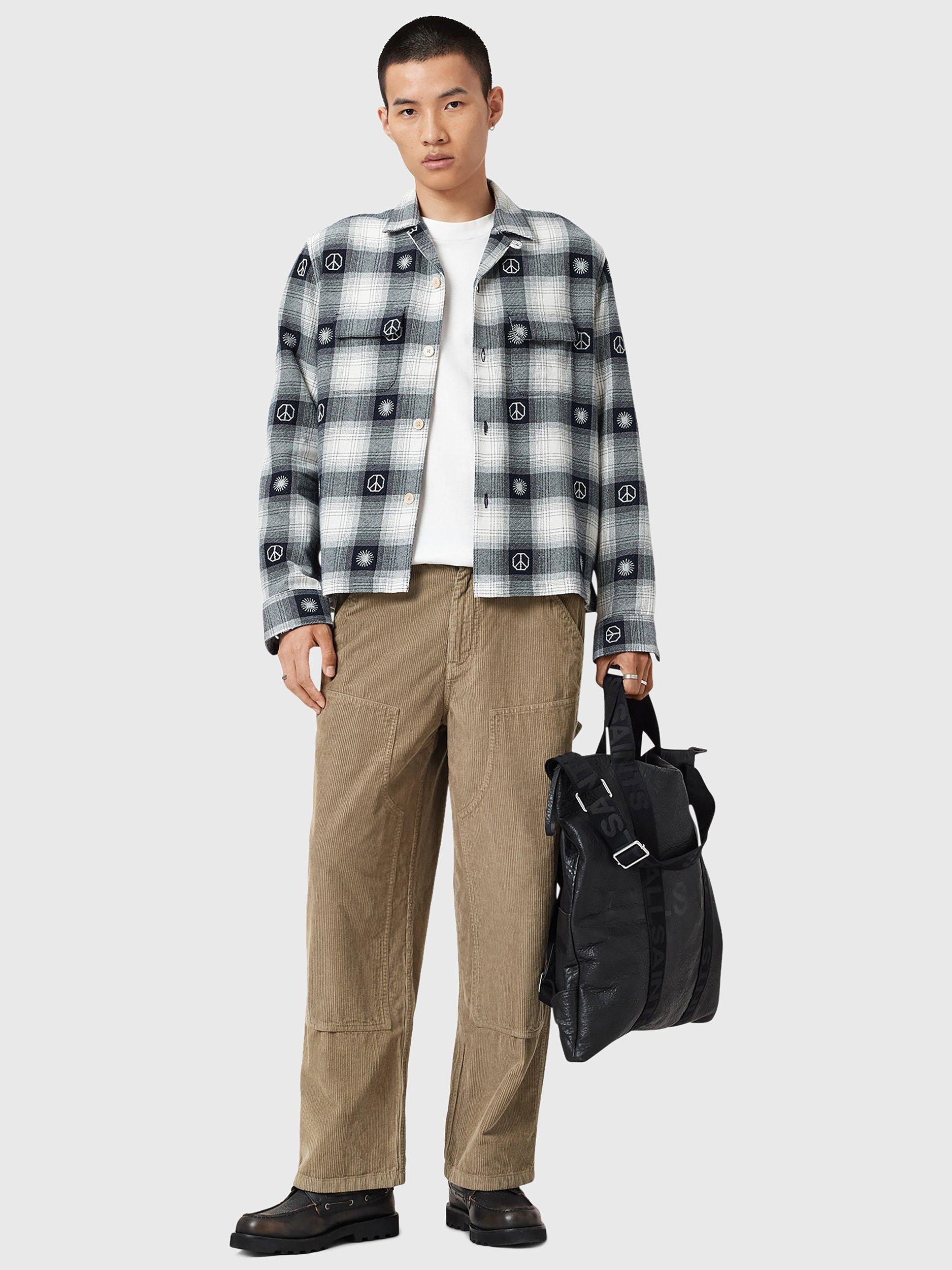 Product image 7 of 10, which shows AllSaints Dunstan Corduroy Trousers, Brown Mid, 28R