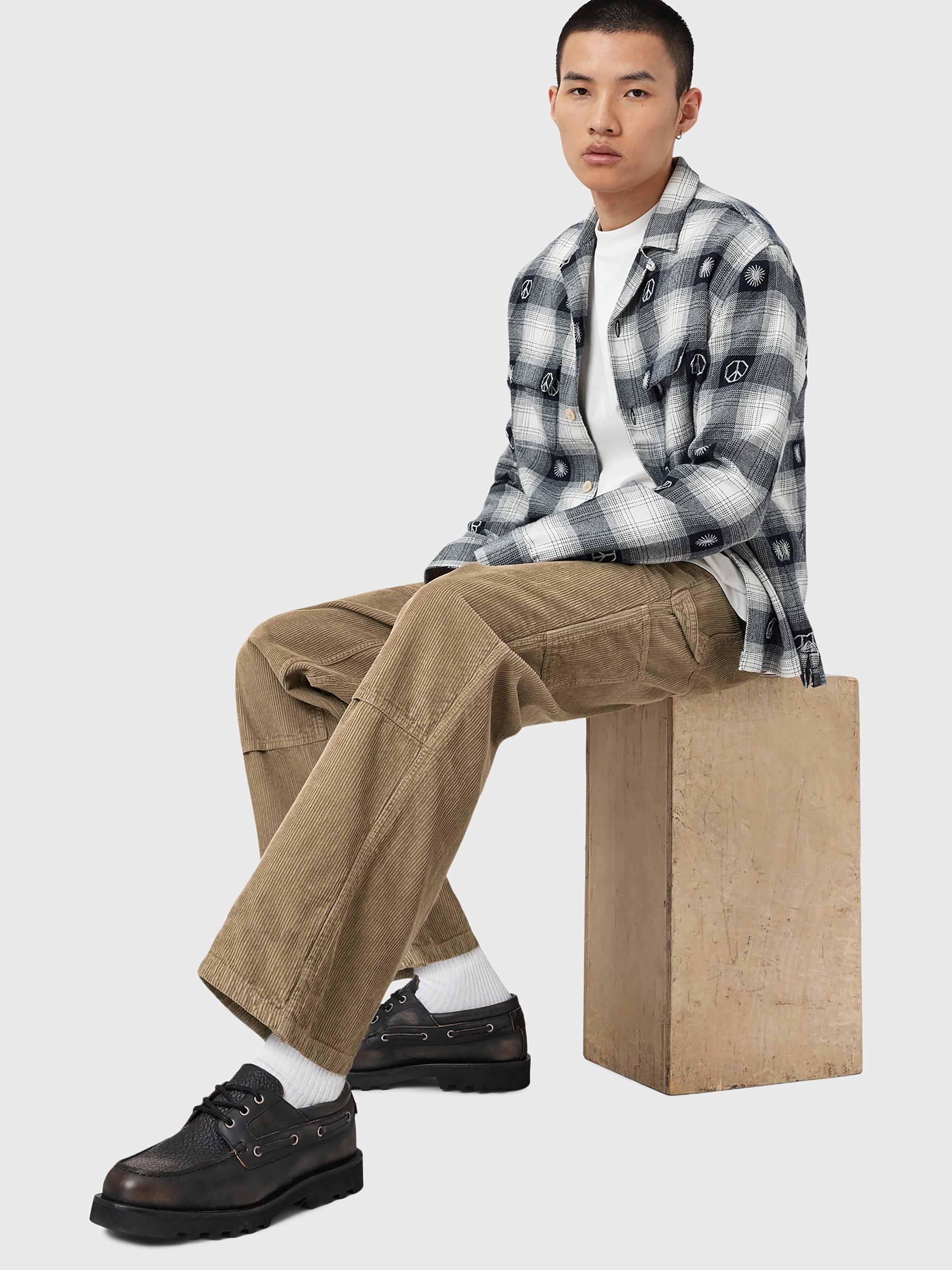 Product image 8 of 10, which shows AllSaints Dunstan Corduroy Trousers, Brown Mid, 28R