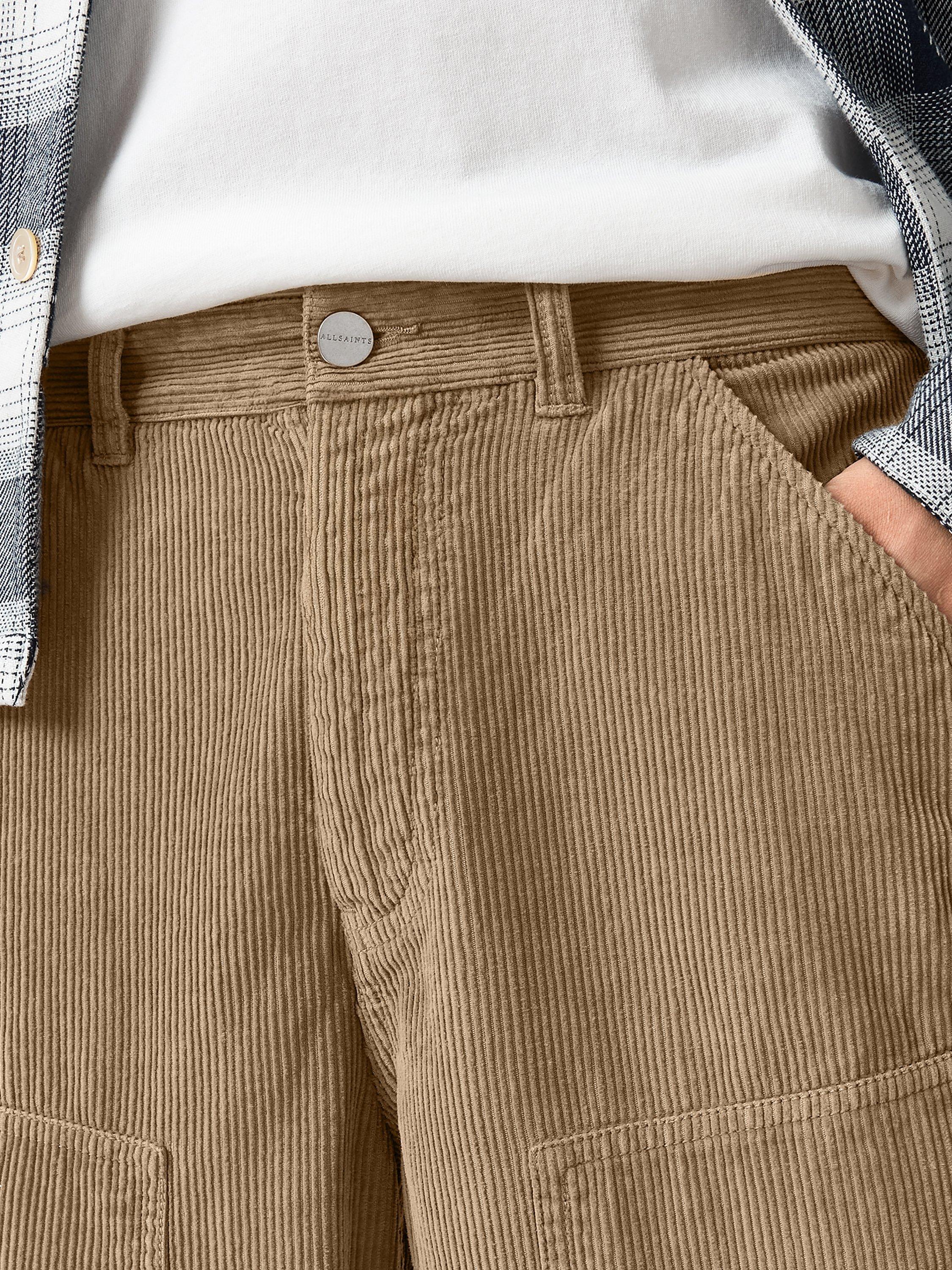 Product image 10 of 10, which shows AllSaints Dunstan Corduroy Trousers, Brown Mid, 28R