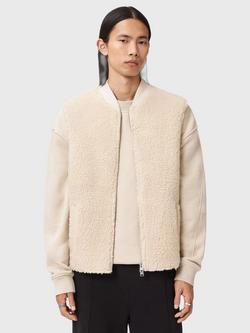 AllSaints Otis Boxy Fit Cropped Gilet, Bone White