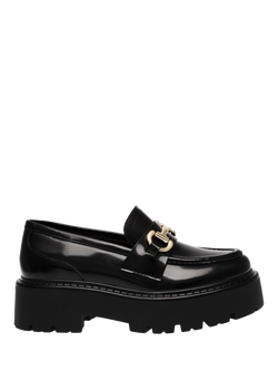 Steve Madden Lando Leather Platform Mid Heel Loafers, Black, Black