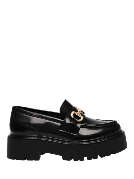 Steve Madden Lando Leather Platform Mid Heel Loafers, Black, Black