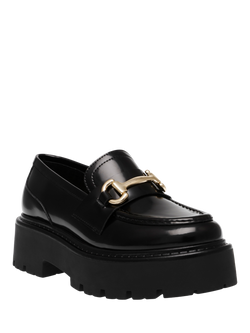 Steve Madden Lando Leather Platform Mid Heel Loafers, Black - view 2, Black