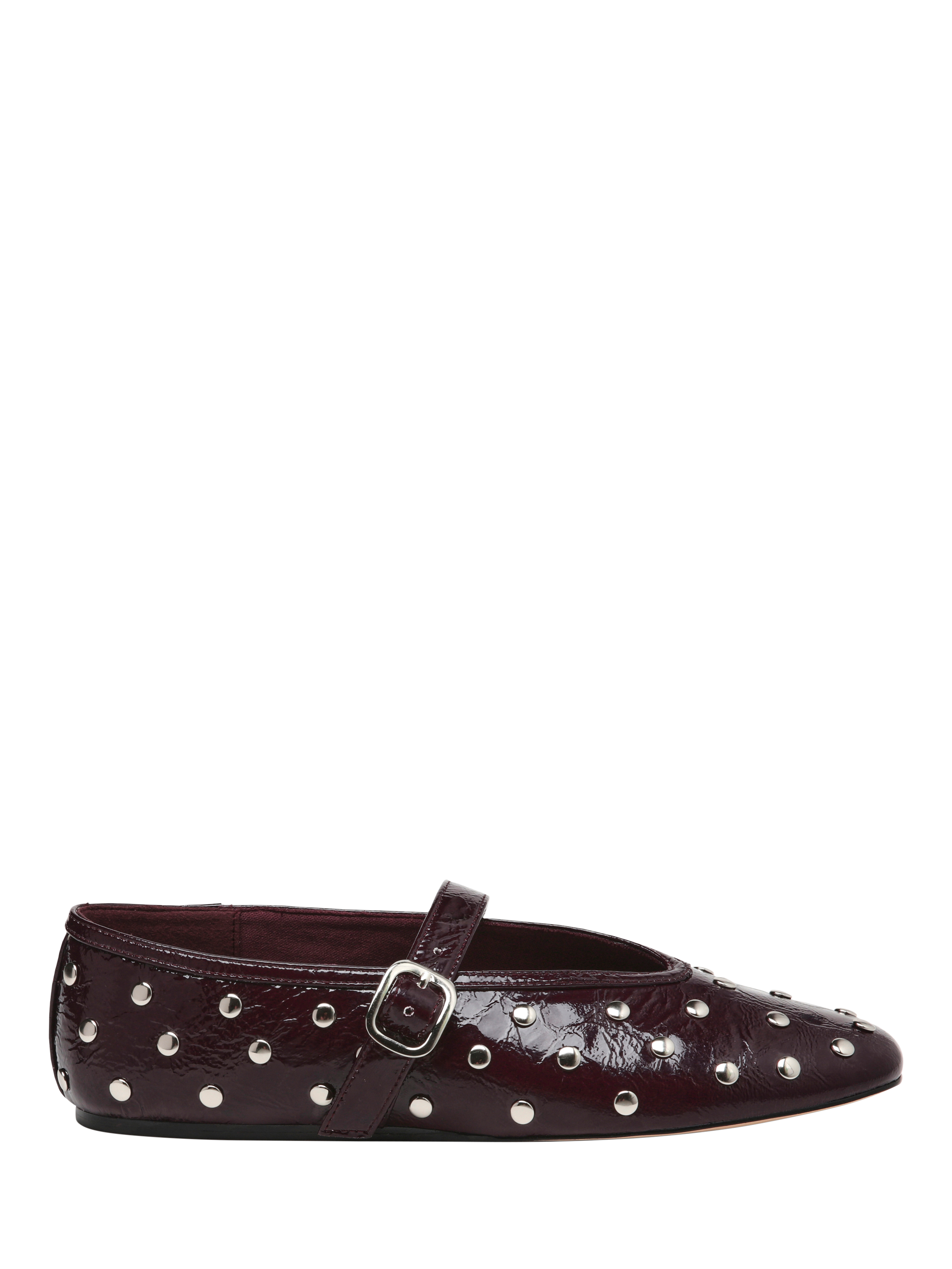 Product image 1 of 6, which shows Steve Madden Archer Stud Detail Ballerina Pumps , Cherry, EU37
