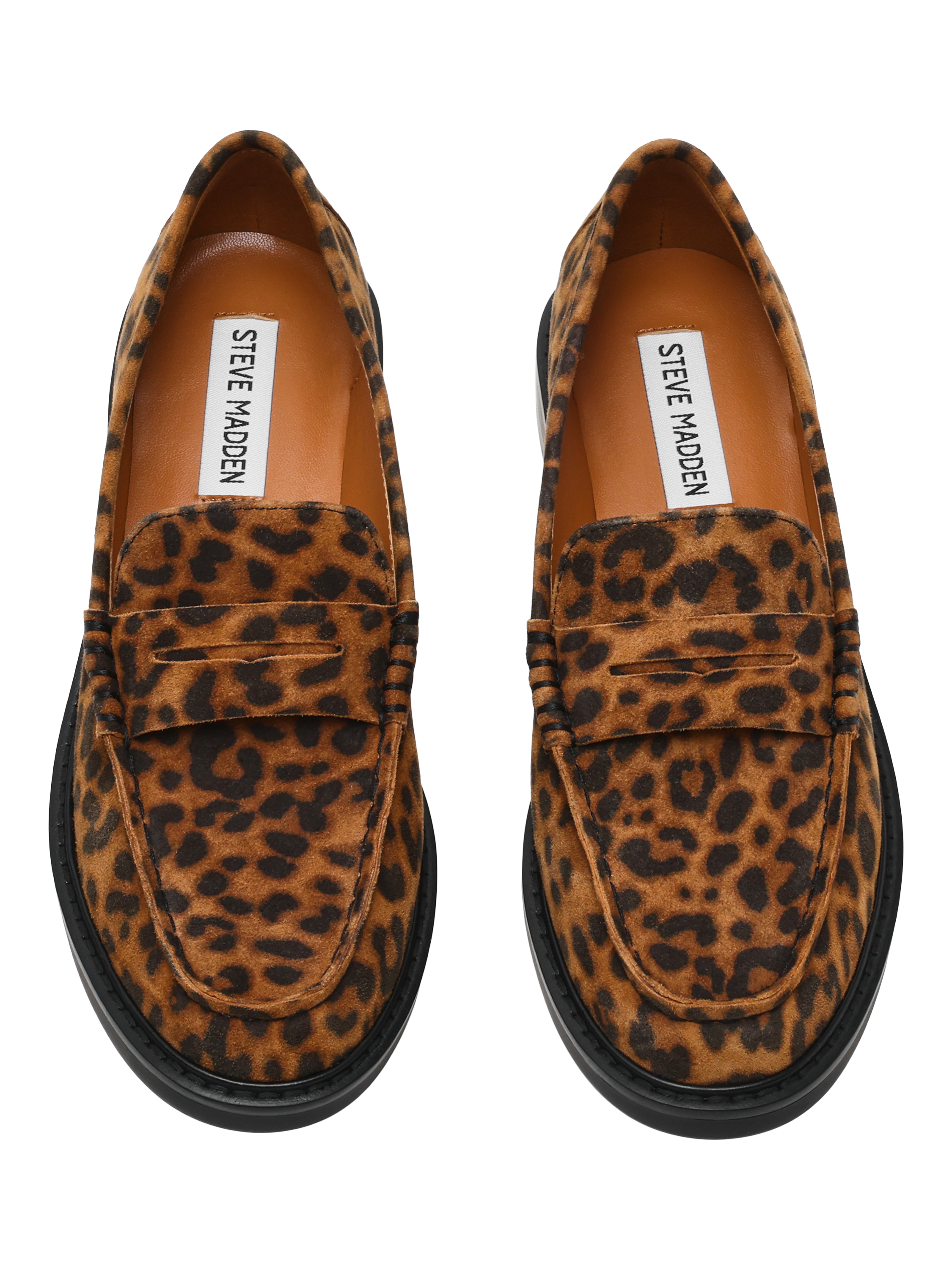 Product image 4 of 5, which shows Steve Madden Adison Leapord Print Slip-On Flats, Brown/Black, EU37