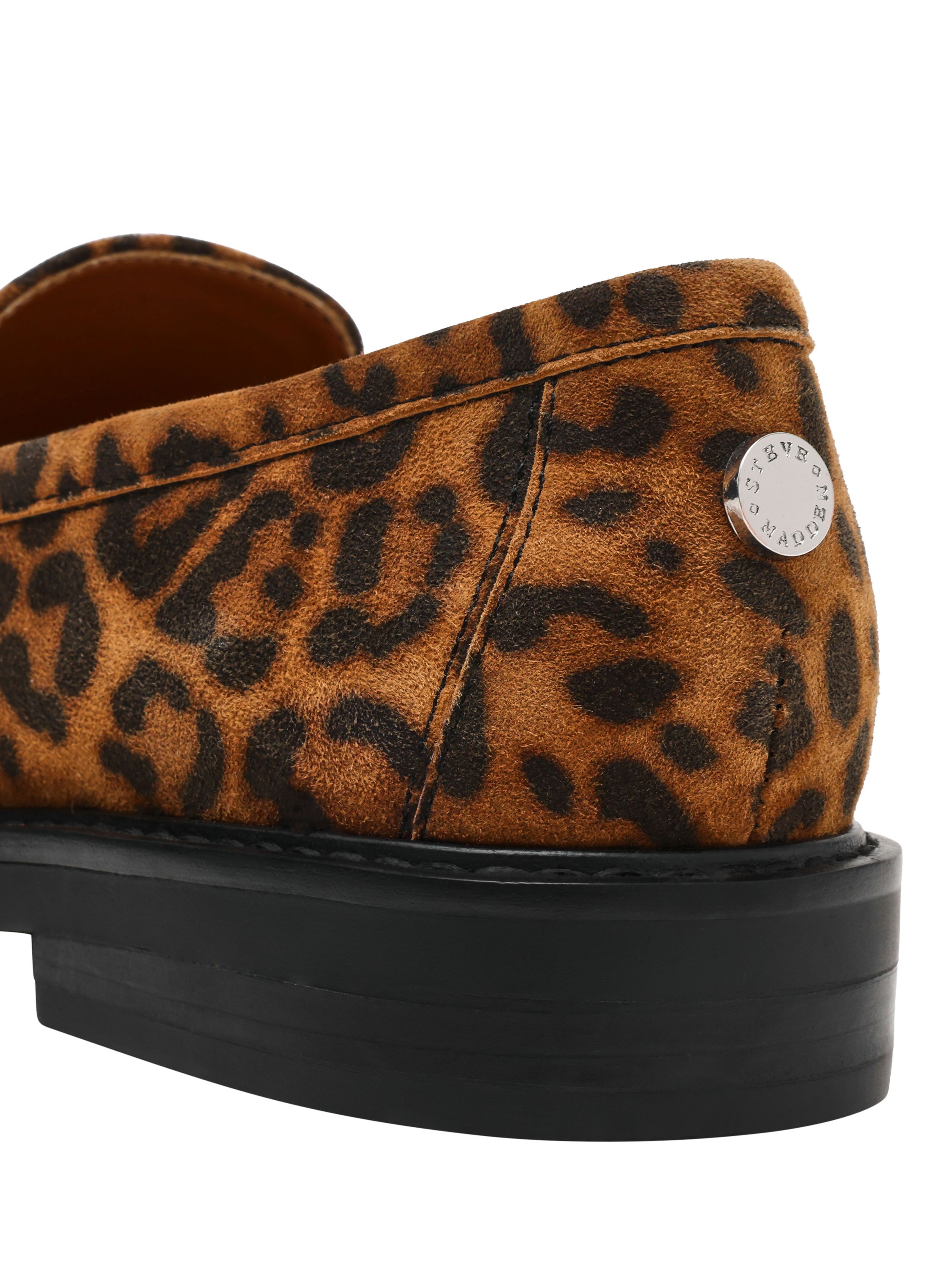 Product image 5 of 5, which shows Steve Madden Adison Leapord Print Slip-On Flats, Brown/Black, EU37